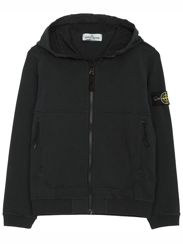 Kids Logo Patch Zipped Hooded Jacket Black - STONE ISLAND - BALAAN 3