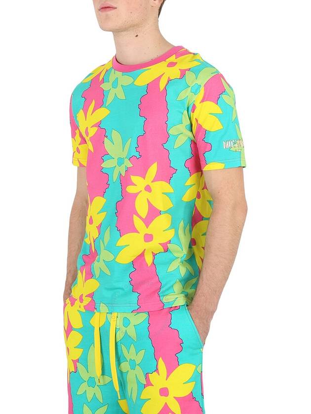 Men s Short Sleeve T Shirt Moschino Allover Flower Print Cotton Size Medium - MOSCHINO - BALAAN 3