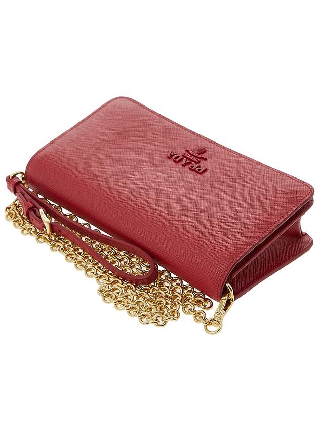 Monochrome Saffiano Leather Chain Mini Shoulder Bag Red - PRADA - BALAAN 5