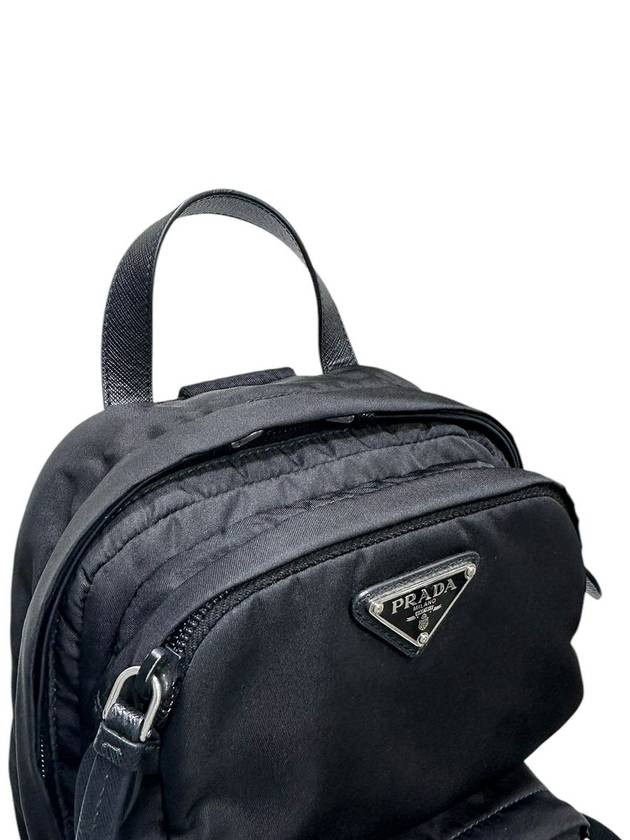 2VC070 Black Tesuto Nylon Silver Triangular Logo Boston Bag - PRADA - BALAAN 5