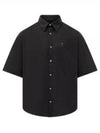 Embroidered Logo Short Sleeve Shirt Black - AMI - BALAAN 2