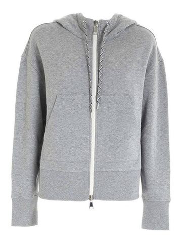 Women's Maglia Embroidered Logo Zip Up Hoodie Grey - MONCLER - BALAAN 1