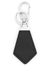 Saffiano Triangular Logo Leather Key Holder Black - PRADA - BALAAN 3