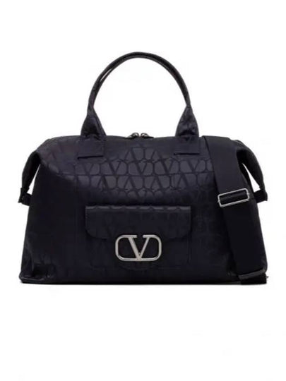 V Logo Zip-Up Tote Bag Black - VALENTINO - BALAAN 2