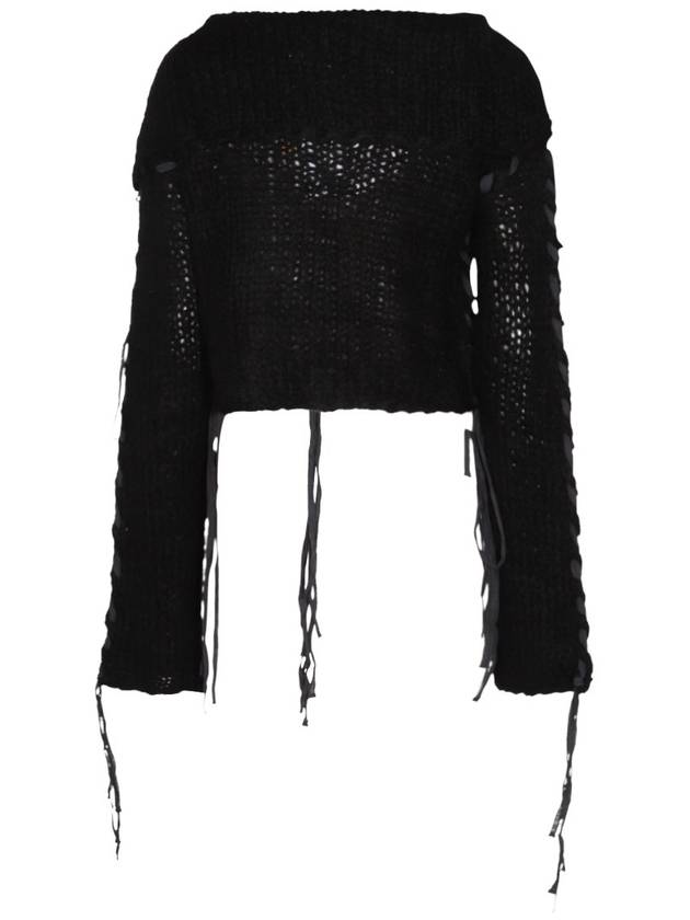 Lacing Knit Cardigan Black - ACNE STUDIOS - BALAAN 3