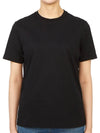 Embroidered Logo Cotton Short Sleeve T-Shirt Black - TORY BURCH - BALAAN 2