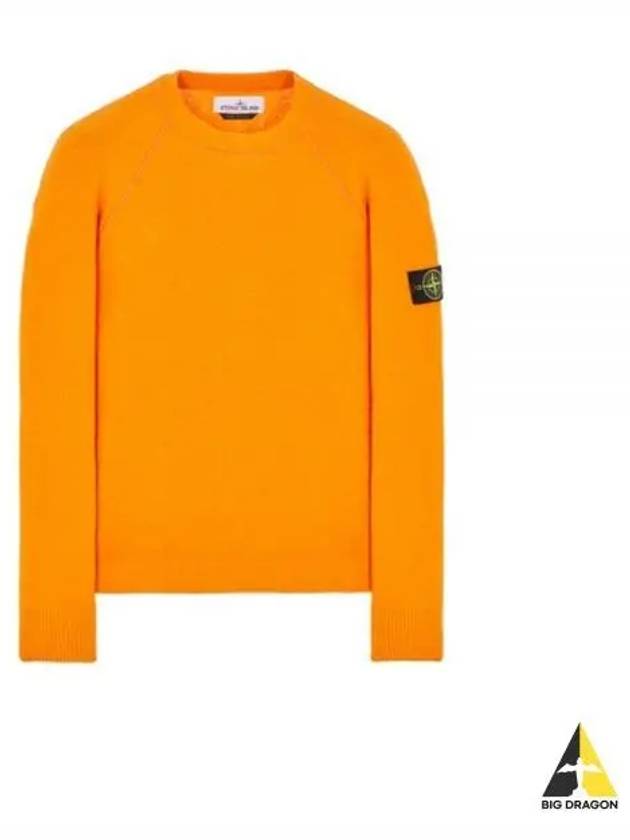 Raw Cotton Badge Crew Neck Knit Top Orange - STONE ISLAND - BALAAN 2