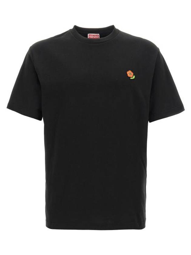 Pop Embroidered Cotton Short Sleeve T-Shirt Black - KENZO - BALAAN 1