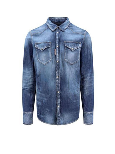 24FW Long Sleeve Shirt S74DM0846S30341 470 Blue - DSQUARED2 - BALAAN 1