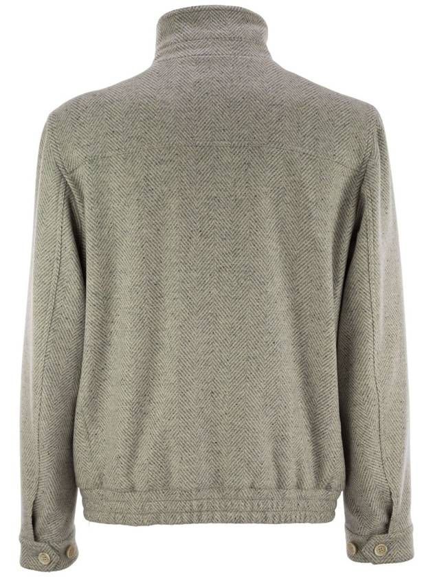 Wool, silk and cashmere chevron bomber jacket - BRUNELLO CUCINELLI - BALAAN 2