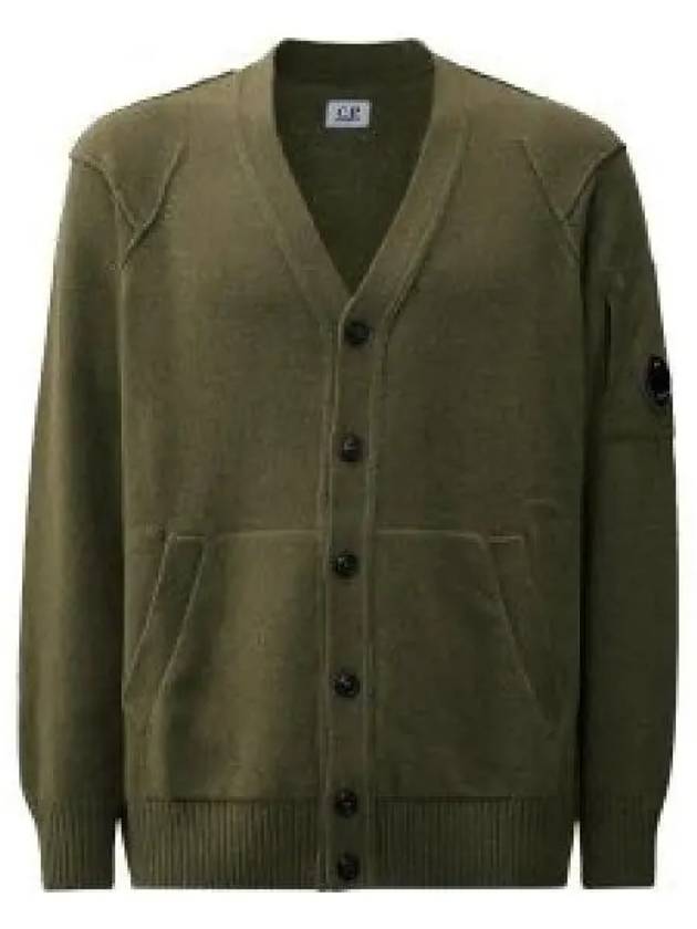 Lambswool GRS Buttoned Cardigan Green - CP COMPANY - BALAAN 1