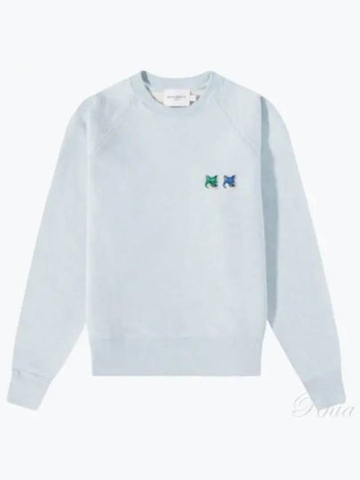 Double Head Fox Patch Sweatshirt Blue - MAISON KITSUNE - BALAAN 2