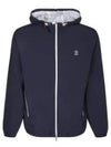 Embroidered Logo Zip-up Hoodie Navy - BRUNELLO CUCINELLI - BALAAN 2