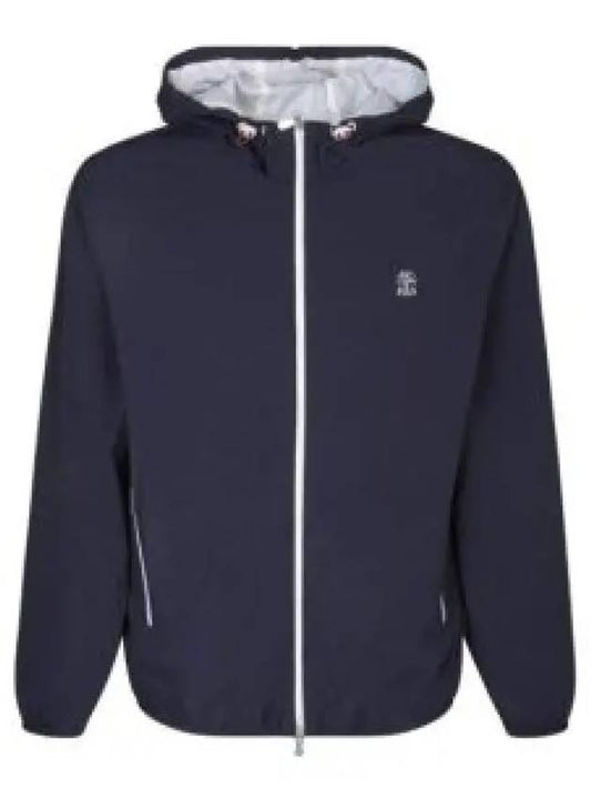 Embroidered Logo Zip-up Hoodie Navy - BRUNELLO CUCINELLI - BALAAN 2