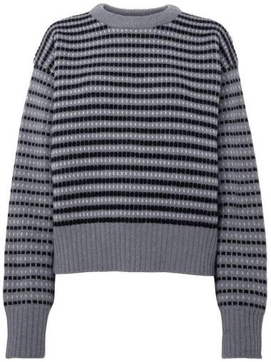 Striped Jacquard Wool Knit Top Grey - JW ANDERSON - BALAAN 1