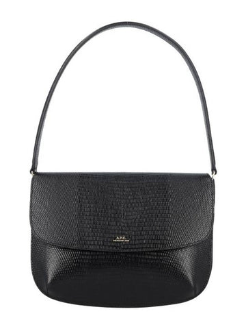 Sarah Embossed Lizard Leather Shoulder Bag Black - A.P.C. - BALAAN 1