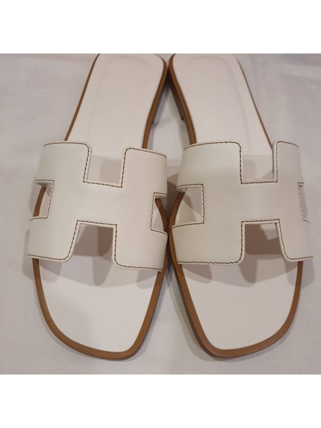 Oran Calfskin Slippers Blanc - HERMES - BALAAN 6