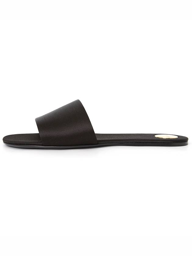 Carlyle Satin Flat Slippers Black - SAINT LAURENT - BALAAN 4