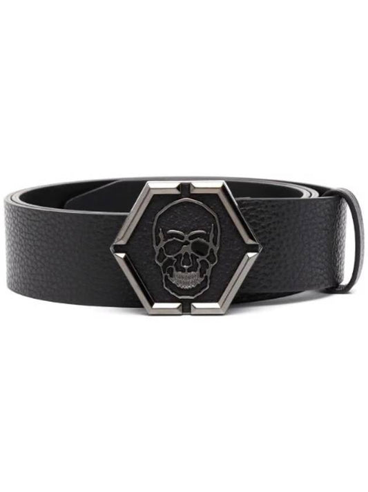 Skull Buckle Leather Belt FAAAMVA0705PLE010N - PHILIPP PLEIN - BALAAN 1