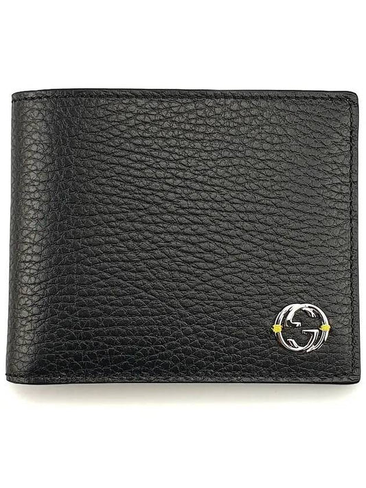 interlocking GG logo two-tone bifold wallet black yellow - GUCCI - BALAAN.
