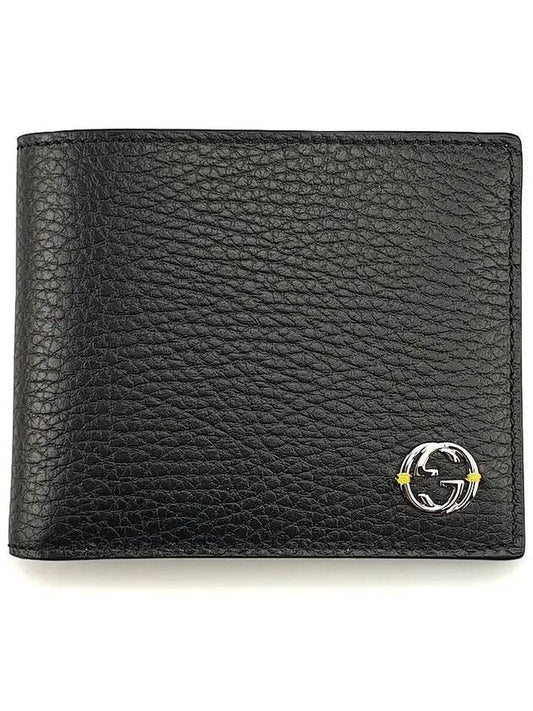 GG Interlocking Two Tone Half Wallet Black Yellow - GUCCI - BALAAN 1