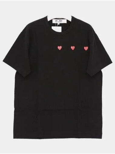 Triple Red Heart Short Sleeve T Shirt P1T3371 BLACK 270220 1043692 - COMME DES GARCONS - BALAAN 1