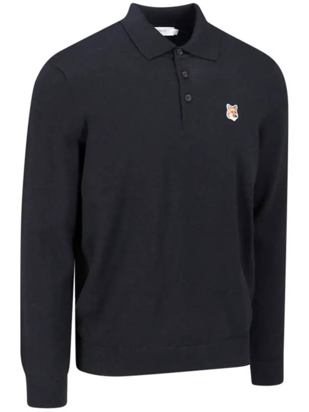 Fox Head Patch Polo Knit Top Black - MAISON KITSUNE - BALAAN 4