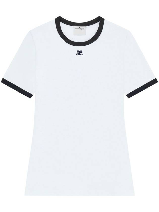 Contrast Trimming Logo Patch Short Sleeve T-Shirt White - COURREGES - BALAAN 2