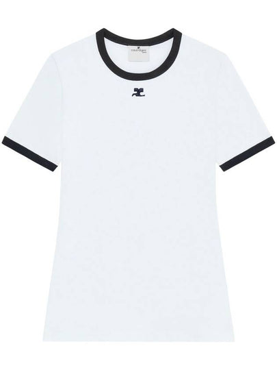 Contrast Trimming Logo Patch Short Sleeve T-Shirt White - COURREGES - BALAAN 2