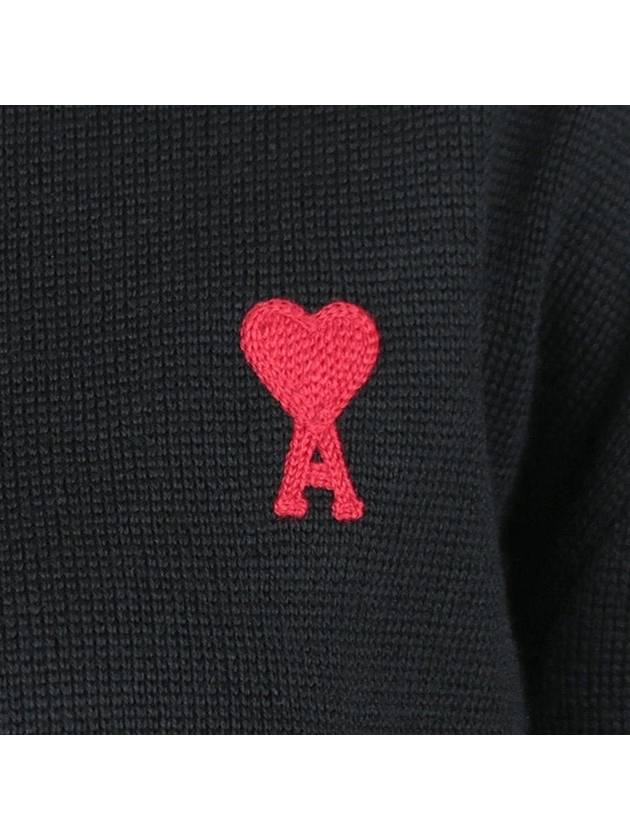 Heart Logo Wool Knit Top Black - AMI - BALAAN 8