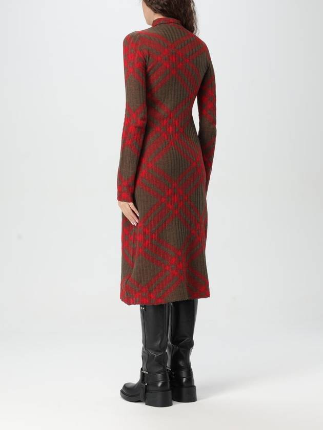 Check Turtleneck Wool Blend Midi Dress Brown Red - BURBERRY - BALAAN 3