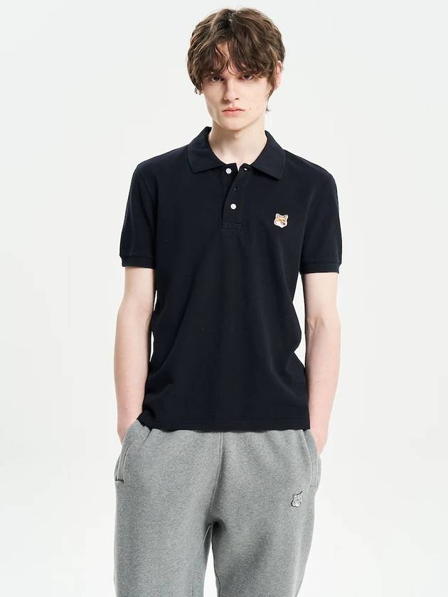 Fox Head Patch Cotton Polo Shirt Black - MAISON KITSUNE - BALAAN 2