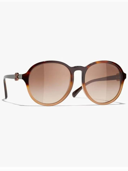 CC logo square round oversized brown sunglasses A71597 - CHANEL - BALAAN 1