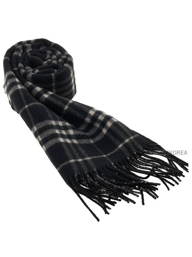 Check Reversible Cashmere Scarf Black - BURBERRY - BALAAN 2