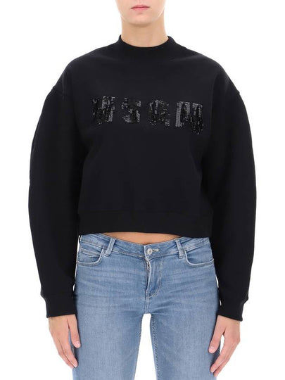 Sequin Logo Crop Sweatshirt MDM86X - MSGM - BALAAN 2