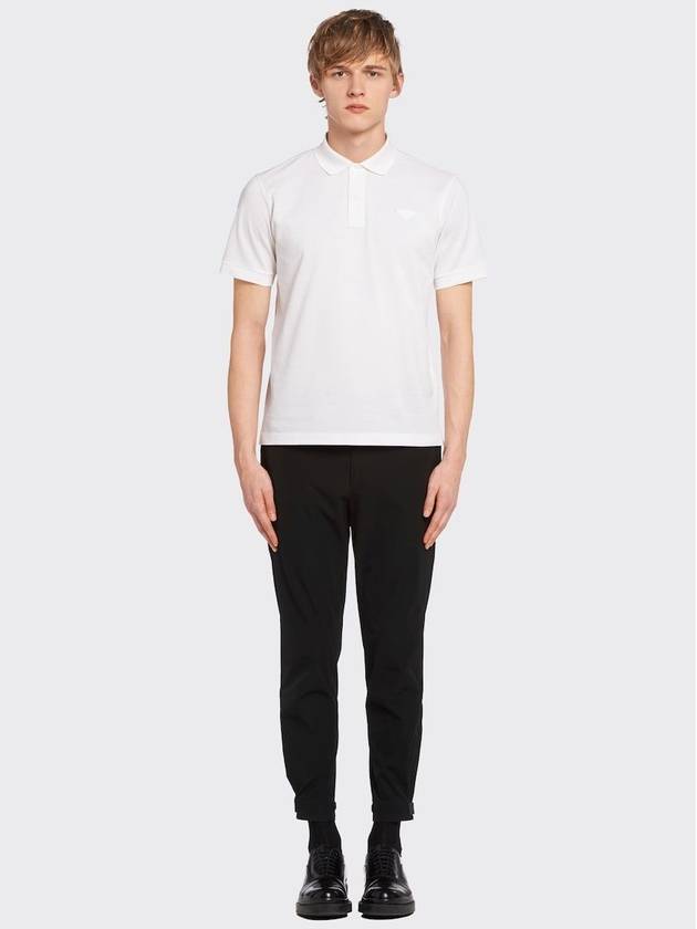 Logo Pique Polo Shirt White - PRADA - BALAAN 3