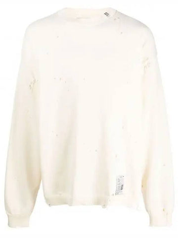 J10SW502 White Distressed Sweatshirt - MIHARA YASUHIRO - BALAAN 1