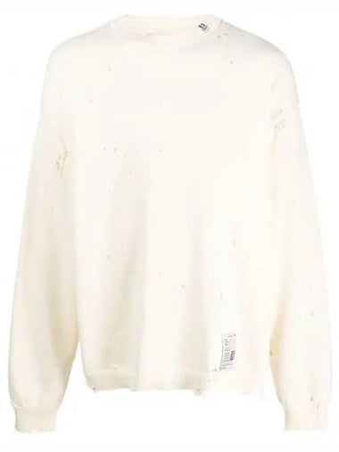 J10SW502 White Distressed Sweatshirt - MIHARA YASUHIRO - BALAAN 1