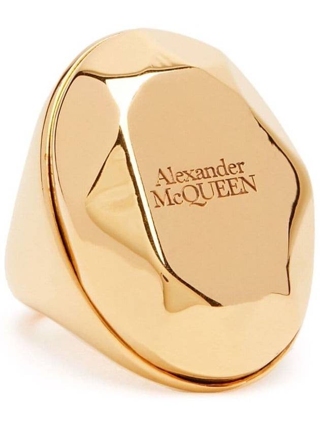 23 fw Antique Gold Metal The FACETED Stone Ring 757452J160T0448 B0480371845 - ALEXANDER MCQUEEN - BALAAN 4