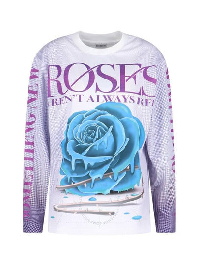 Rose Print Crew Neck Long Sleeve T-Shirt Royal - BURBERRY - BALAAN 2