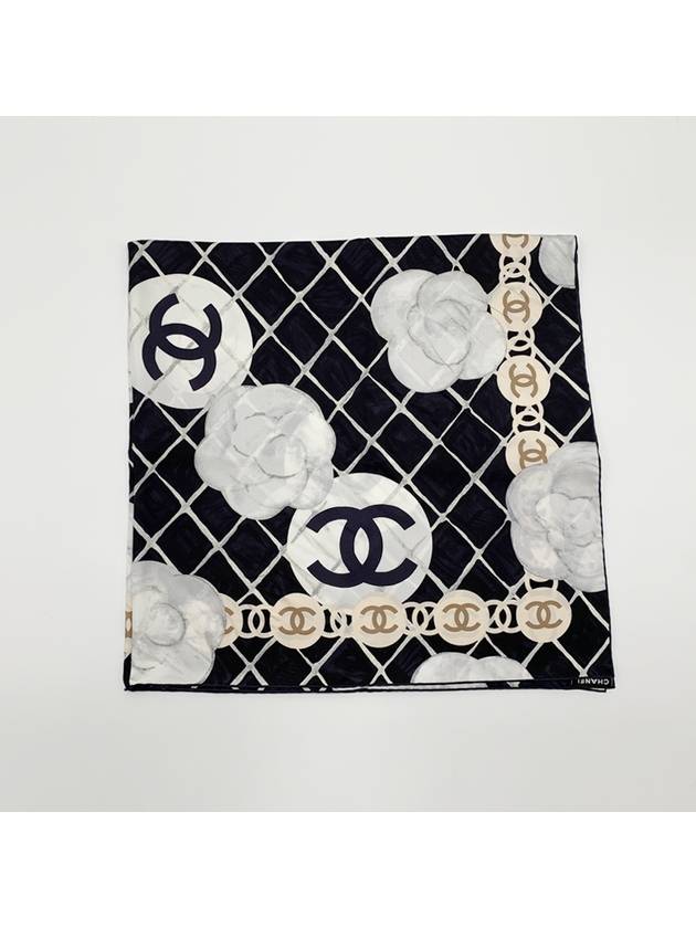 Camellia Square Silk Muffler Black - CHANEL - BALAAN 4