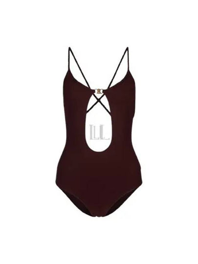 Triomphe Matte Jersey One-Piece Swimsuit Prune - CELINE - BALAAN 2