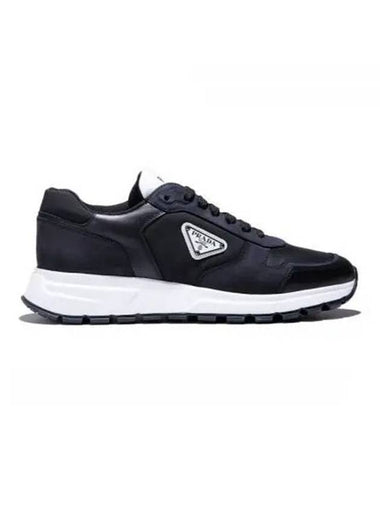 Nubuck Nylon Low Top Sneakers Black - PRADA - BALAAN 1