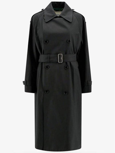 Long Gabardine Trench Coat Black - BURBERRY - BALAAN 1