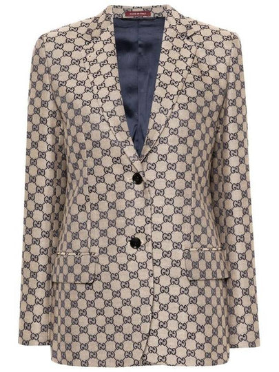 GG Linen Blend Canvas Jacket Beige - GUCCI - BALAAN 2