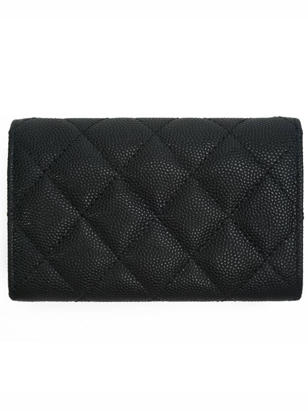 Shiny Grained Calfskin Strass Flap Card Wallet Black - CHANEL - BALAAN 4