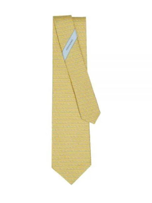 Salvatore 350945 768506 Interwoven Gancini Print Silk Tie - SALVATORE FERRAGAMO - BALAAN 2