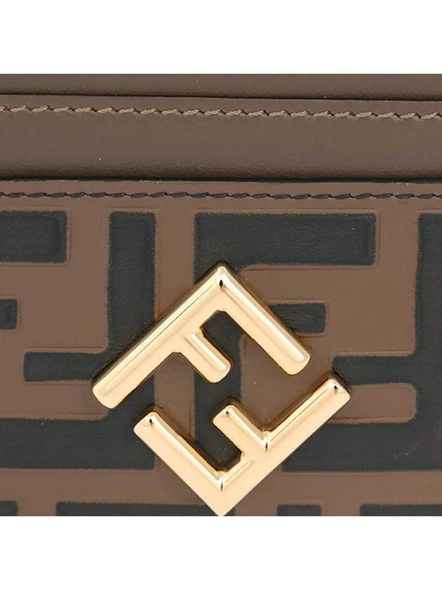 Logo Diamond Leather Card Wallet Brown - FENDI - BALAAN 5