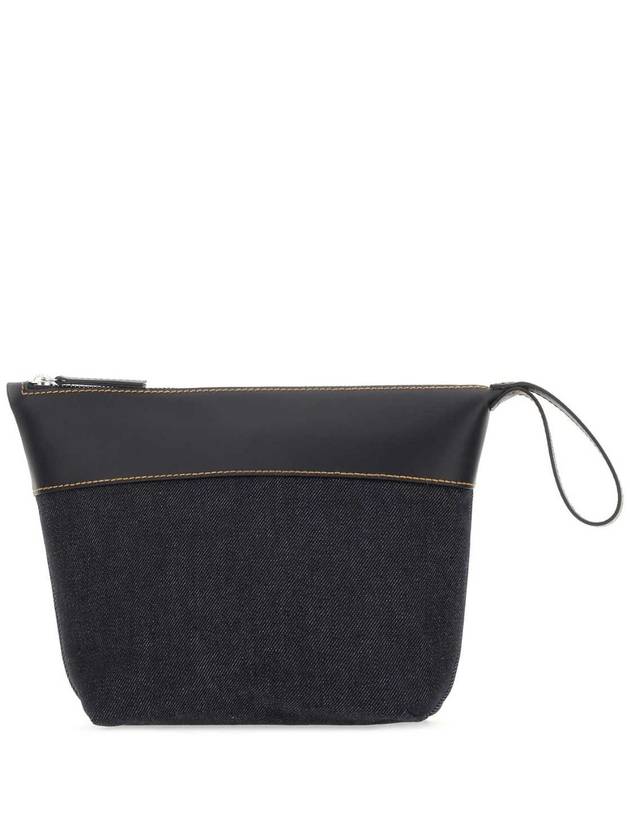 Axel Logo Denim Leather Pouch Bag Dark Navy - A.P.C. - BALAAN 3