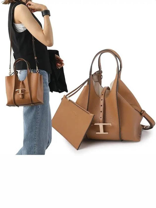 T Timeless Leather Shopping Mini Tote Bag Brown - TOD'S - BALAAN 2
